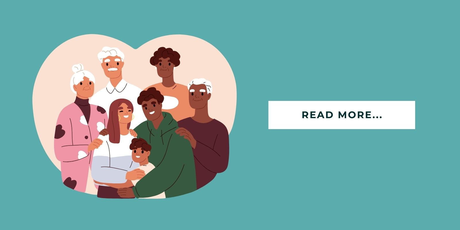Blog Header Illustration of an intergenerational family with senior members and it says 'read more'